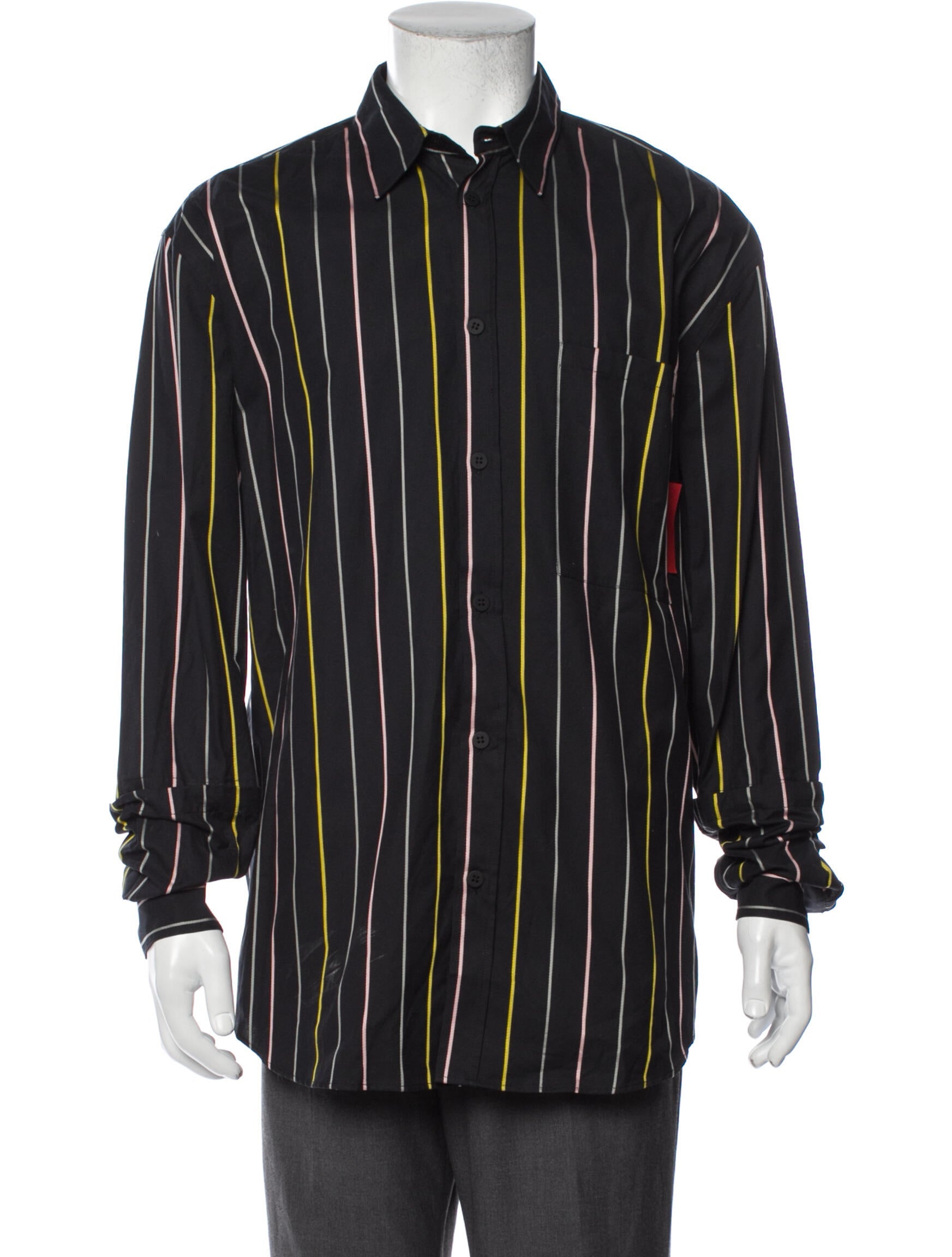 fitted lace wedding dress Marcelo Burlon Black Striped Long Sleeve Dress Shirt with One-Button B –  Taelor.Style