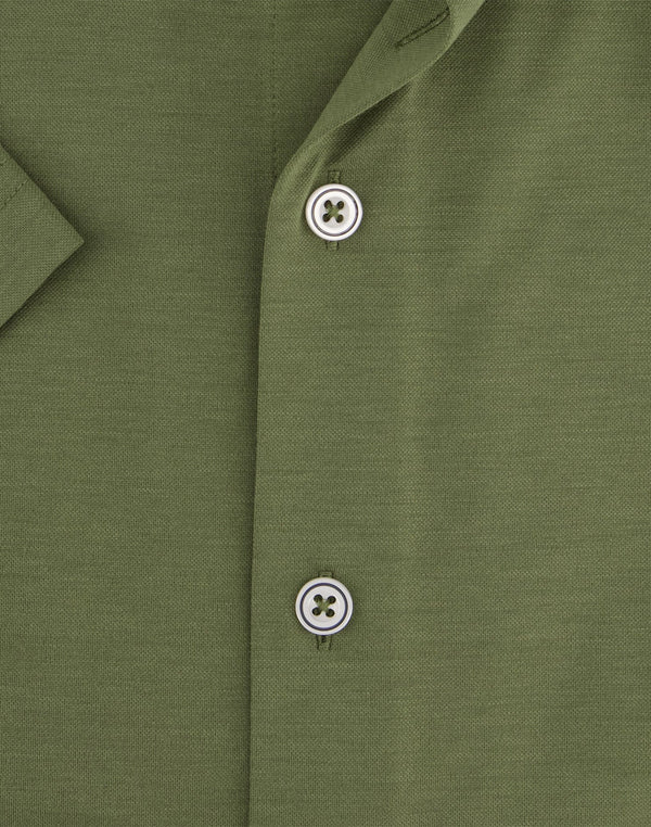 R2 Amsterdam Green Knitted Pique Short Sleeve Shirt
