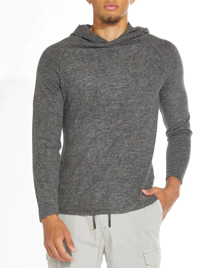 Civil Society Heather Charcoal Hooded Knit Henley Taelor.Style