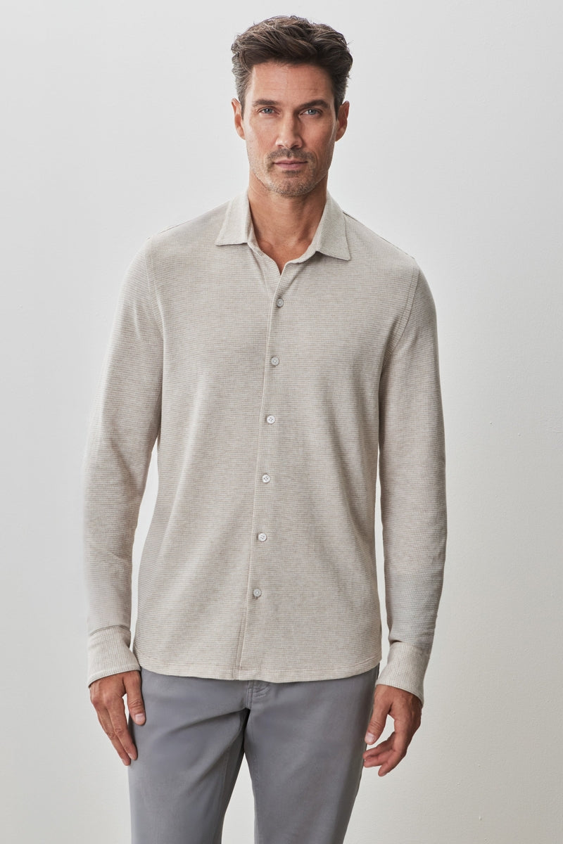 Robert Barakett Light Tan Textured Stretch Knit Shirt – Taelor.Style Robert Barakett Light Tan Textured Stretch Knit Shirt – Taelor.Style
