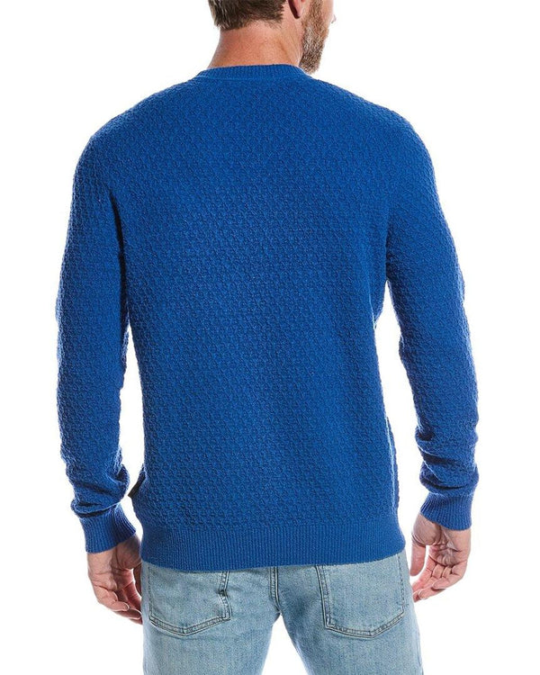 Ted Baker Blue Honeycomb Textured Woolf Crewneck Sweater