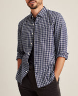 Bonobos Navy Heather Stretch Slim Plaid Flannel Shirt