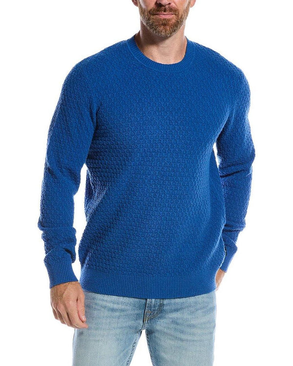 Ted Baker Blue Honeycomb Textured Woolf Crewneck Sweater