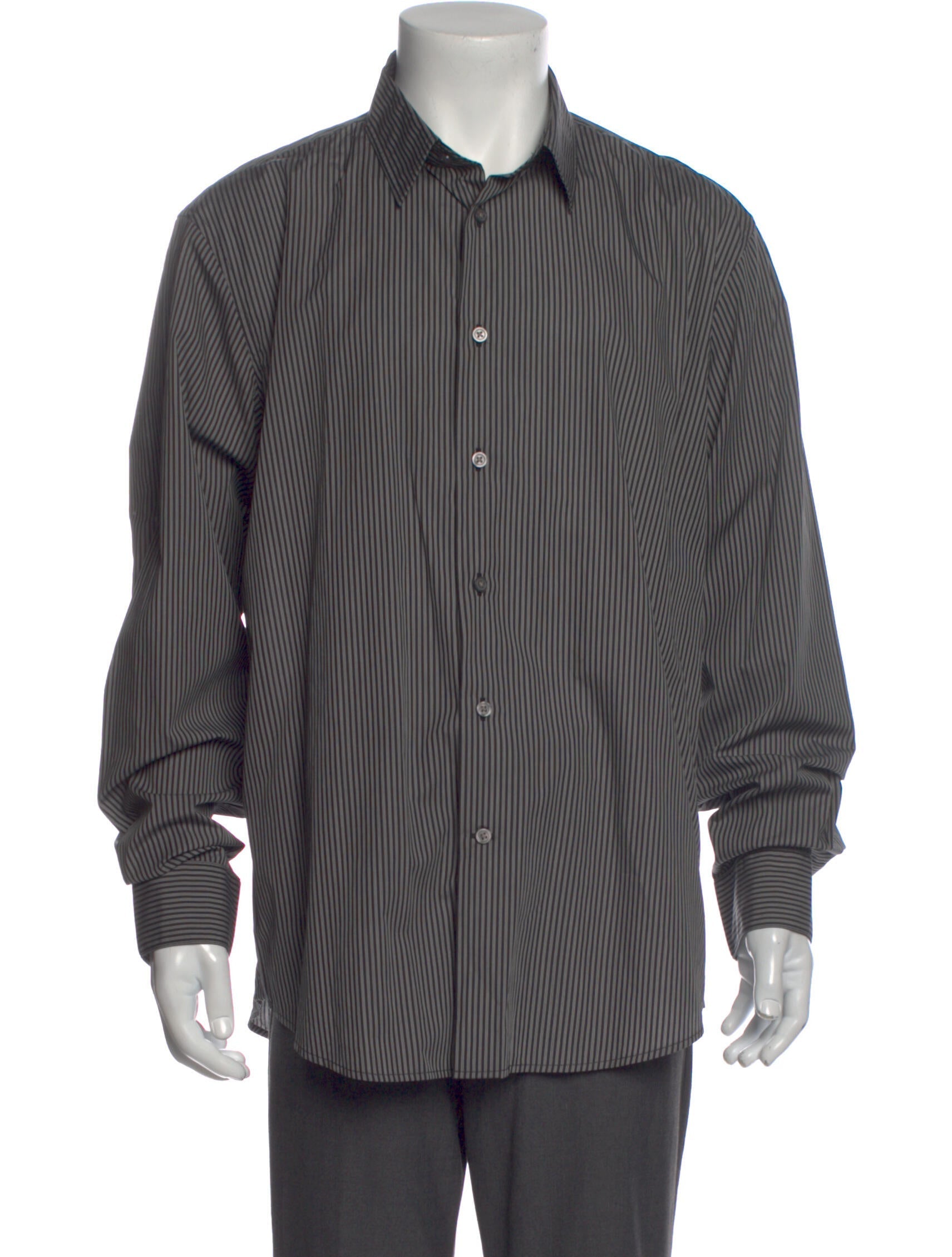 John Varvatos Black Striped Long Sleeve Button Up Shirt –