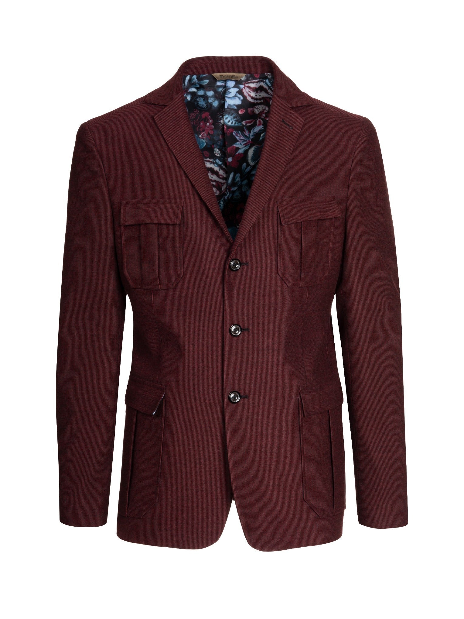 Paisley & Gray Slim Fit Burgundy Military Jacket Taelor.Style