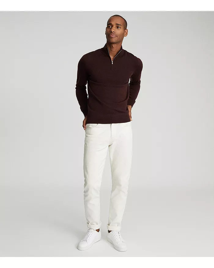 Reiss Burgundy 100% Wool Quarter Zip Pullover Sweater Taelor.Style Reiss Burgundy 100% Wool Quarter Zip Pullover Sweater Taelor.Style