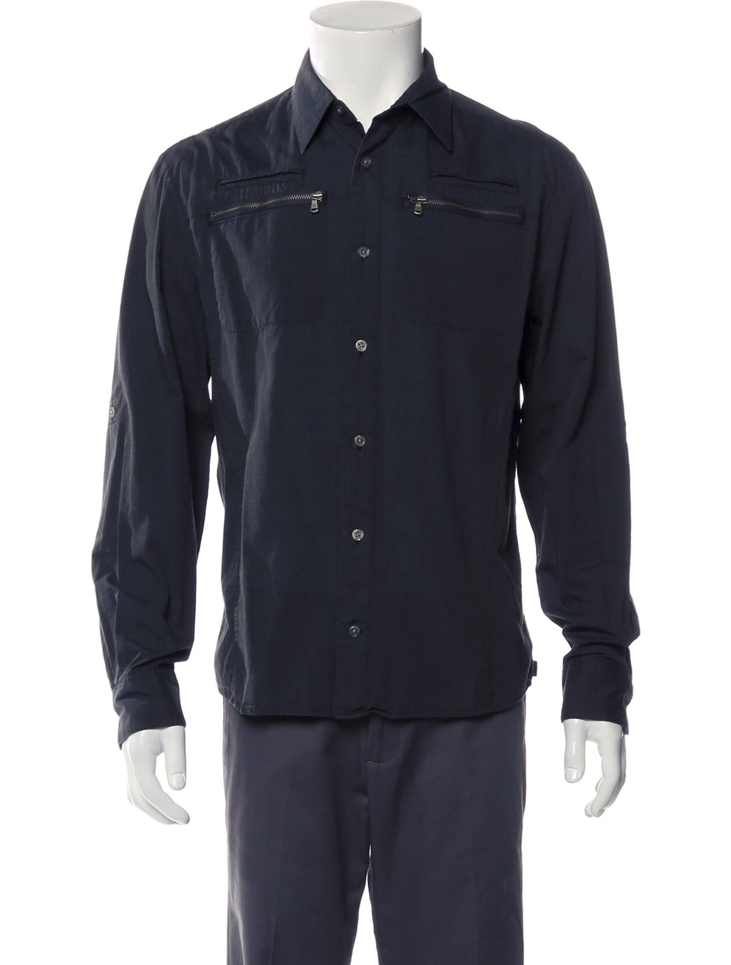 John Varvatos Star Grey Zip Pocket Button Up Shirt – Taelor.Style
