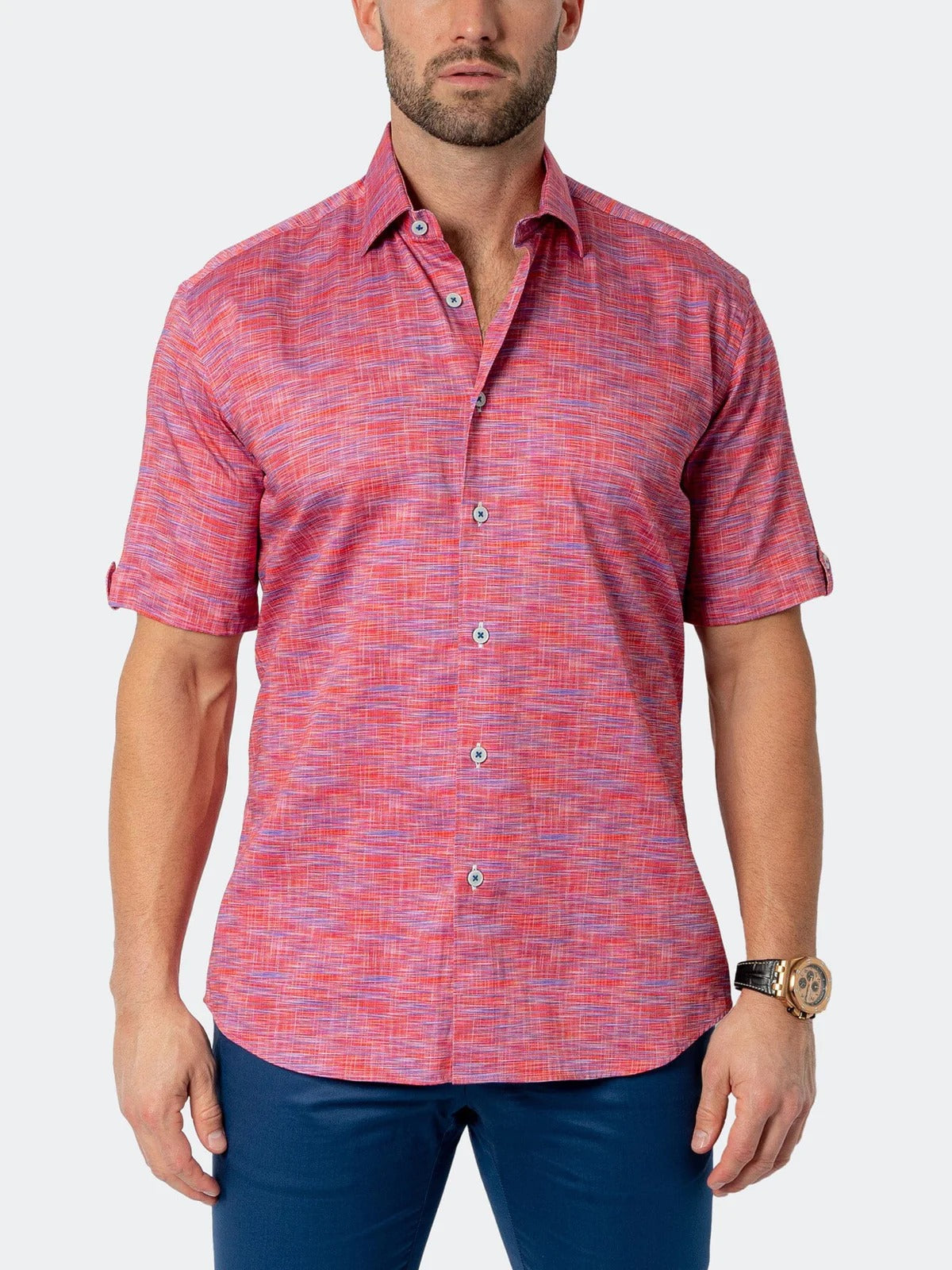 Maceoo Red Abstract Print Short Sleeve Shirt Taelor.Style Maceoo Red Abstract Print Short Sleeve Shirt Taelor.Style