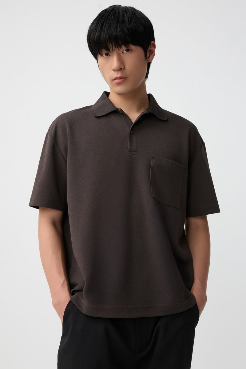 Direct From Brand,FYNE, FYNE Dark Brown Moisture-wicking Ribbed collar Polo, Brown, Medium-44-TagM