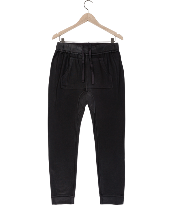 Reese De Luca Black French Terry Drawstring Jogger with Kangaroo Pocket