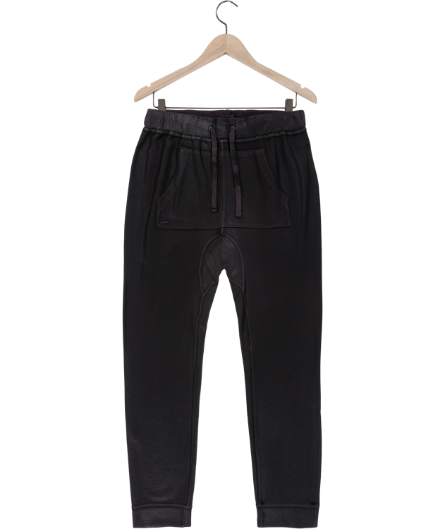 Reese De Luca Black French Terry Drawstring Jogger with Kangaroo Pocket