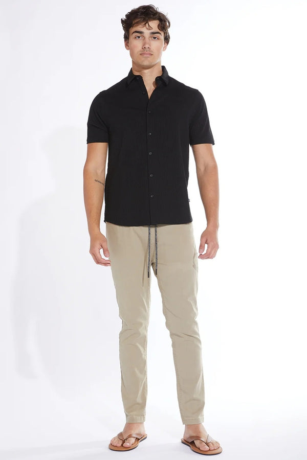 Civil Society Black Knit Seersucker Short Sleeve Shirt
