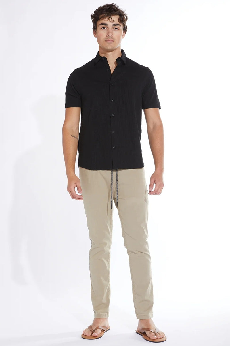 Wholesale,Civil Society, Civil Society Black Knit Seersucker Short Sleeve Shirt, Black, Extra Large-47-TagXL