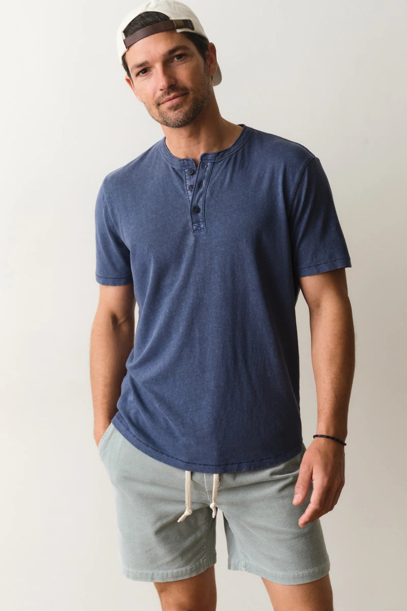Wholesale,Marine Layer, Marine Layer Vintage Indigo Hemp Cotton Henley, Blue, Large-46-TagL