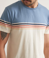 Marine Layer Cream/Blue Striped Crewneck Tee