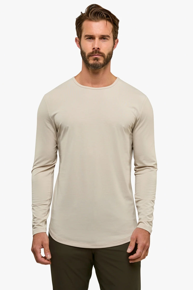 Wholesale,CUTS, CUTS Clay Curve-Hem Buttery Soft Tee, Tan, Medium-41-TagM