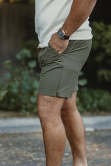 The Normal Brand Olive Tri-blend Woven 7" Shorts