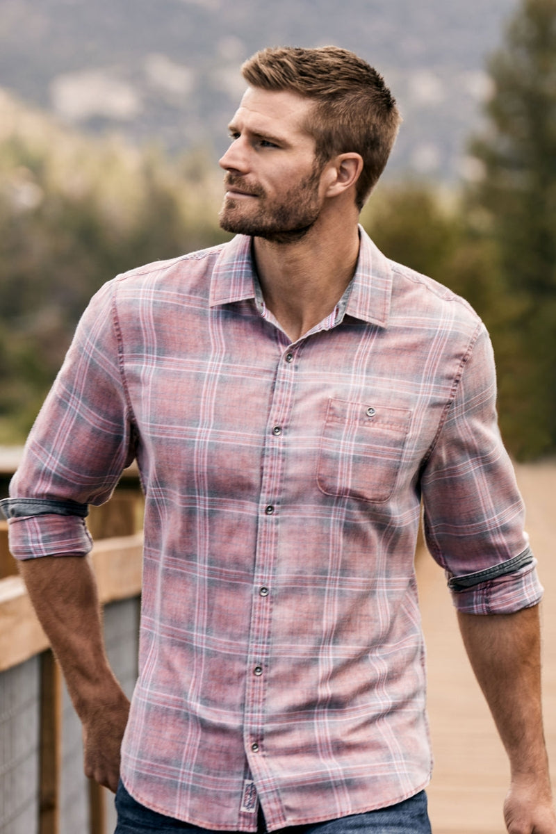 Wholesale,Flag & Anthem, Flag & Anthem Red/Grey Plaid Vintage Soft Shirt, Red, Large-47-TagL