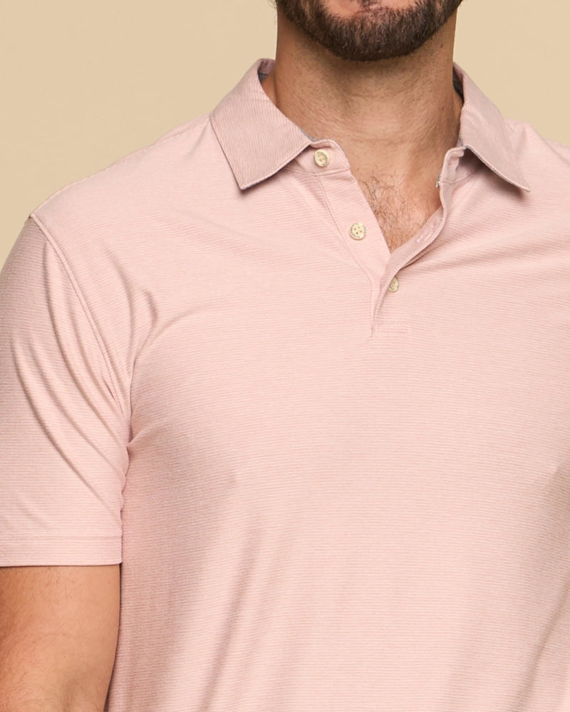 Wholesale,Fundamental Coast, Fundamental Coast Heathered Rose Mini Stripe Reverse-jersey Polo, Pink, Extra Large-48-TagXL