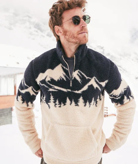 Wholesale,Marine Layer, Marine Layer Navy/Cream Mountain Sherpa Pullover, Blue, Extra Large-51-TagXL