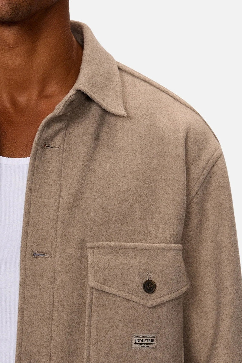 Wholesale,INDUSTRIE AUSTRALIA, INDUSTRIE AUSTRALIA Taupe Brushed Shacket, Tan, Medium-46-TagMLarge-48-TagLExtra Large-50-TagXLSmall-44-TagS