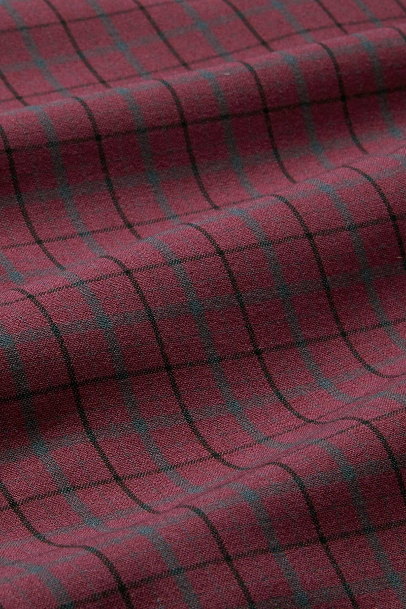 Wholesale,Mizzen + Main, Mizzen + Main Maroon/Grey Plaid Trim Flannel Shirt, Red, Small-42-TagSExtra Extra Large-52-TagXXL