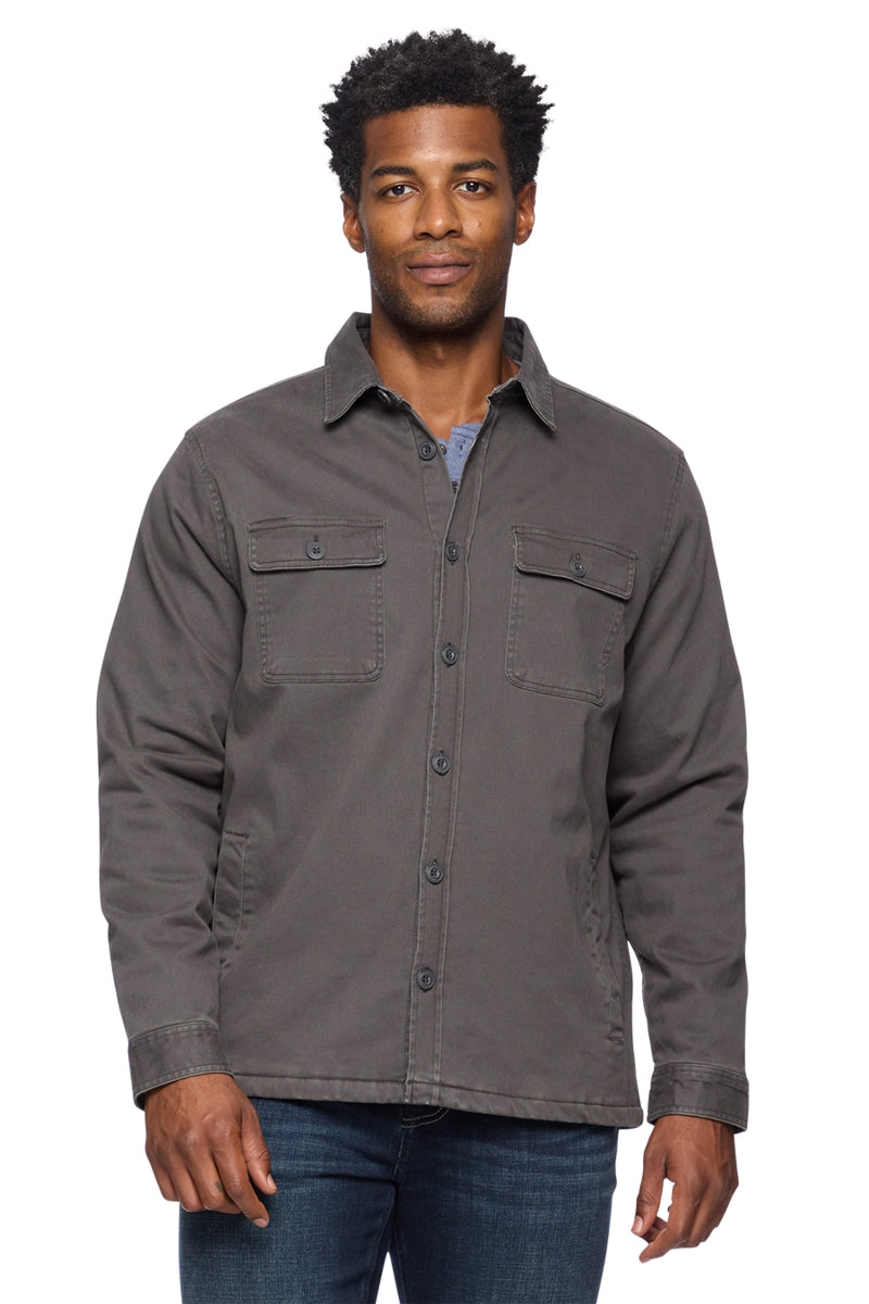 Wholesale,Flag & Anthem, Flag & Anthem Charcoal Stretch Flannel Lined Shacket, Grey, Large-46-TagL