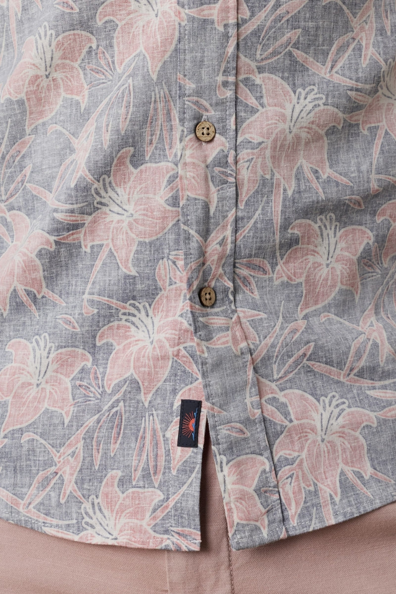 Wholesale,Faherty, Faherty Navy Red Lotus Print Shirt, Blue, Small-40-TagSMedium-43-TagMLarge-46-TagLExtra Large-49-TagXLExtra Extra Large-52-TagXXL