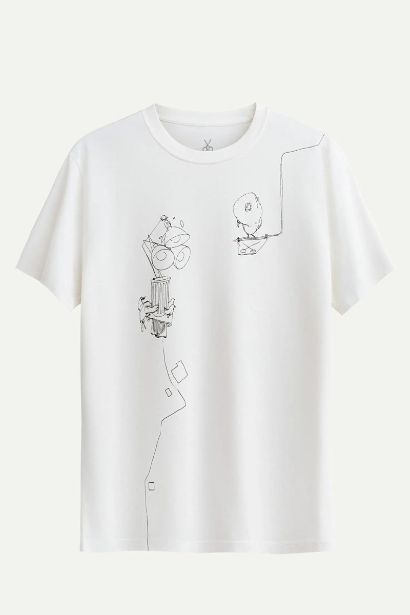 Wholesale,KAFT, KAFT Off White Lamp Print Graphic T-Shirt, White, Extra Large-48-TagXL