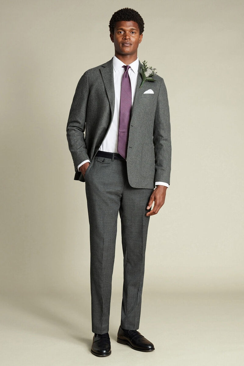 Wholesale,Charles Tyrwhitt, Charles Tyrwhitt Slate Grey Puppytooth Wool Stretch Slim Fit Pants, Grey, 33W-34L-Tag34