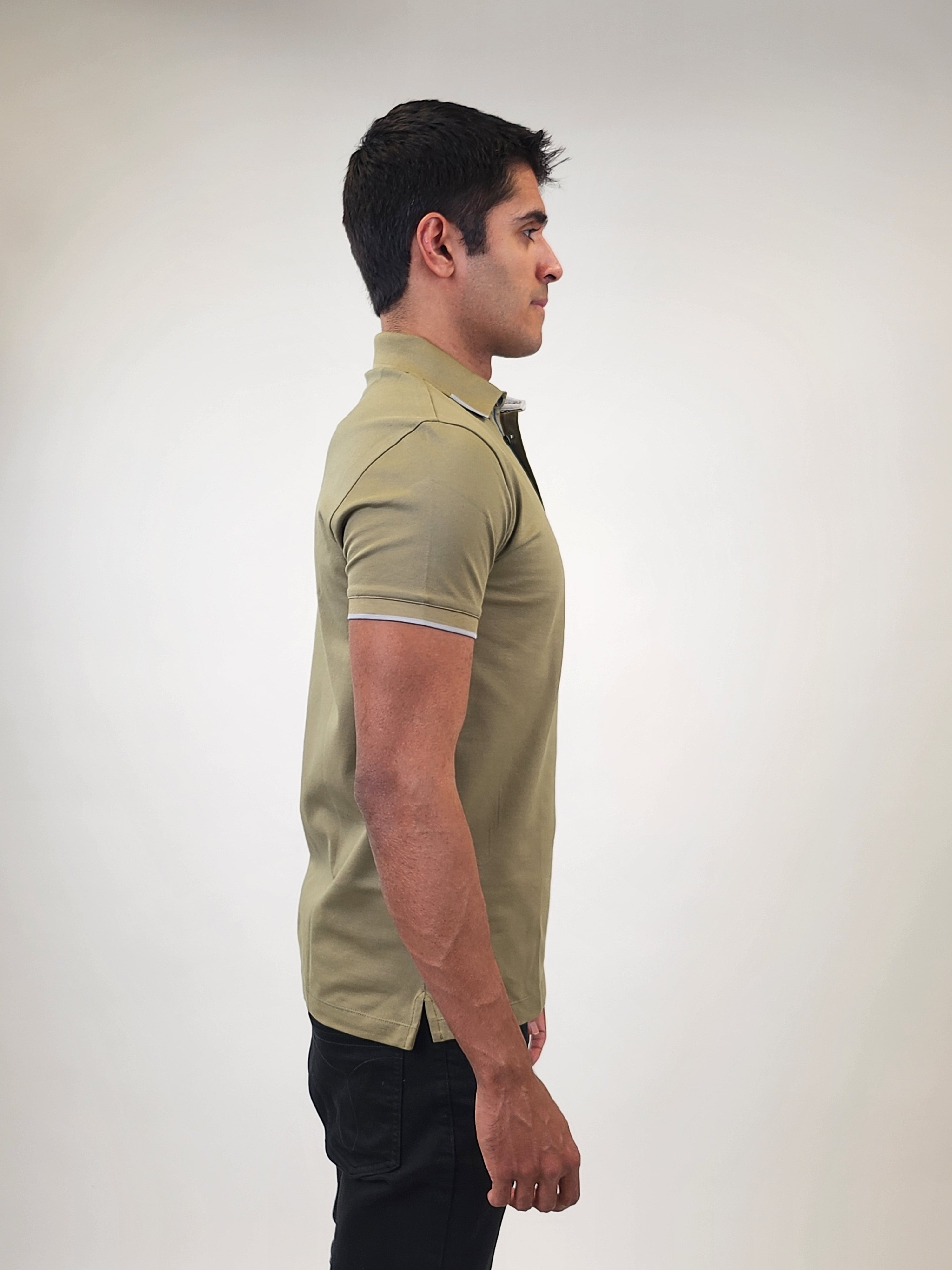 Brand Partner,R2 Amsterdam, R2 Amsterdam Olive Solid Polo, Green, Medium-40-TagM