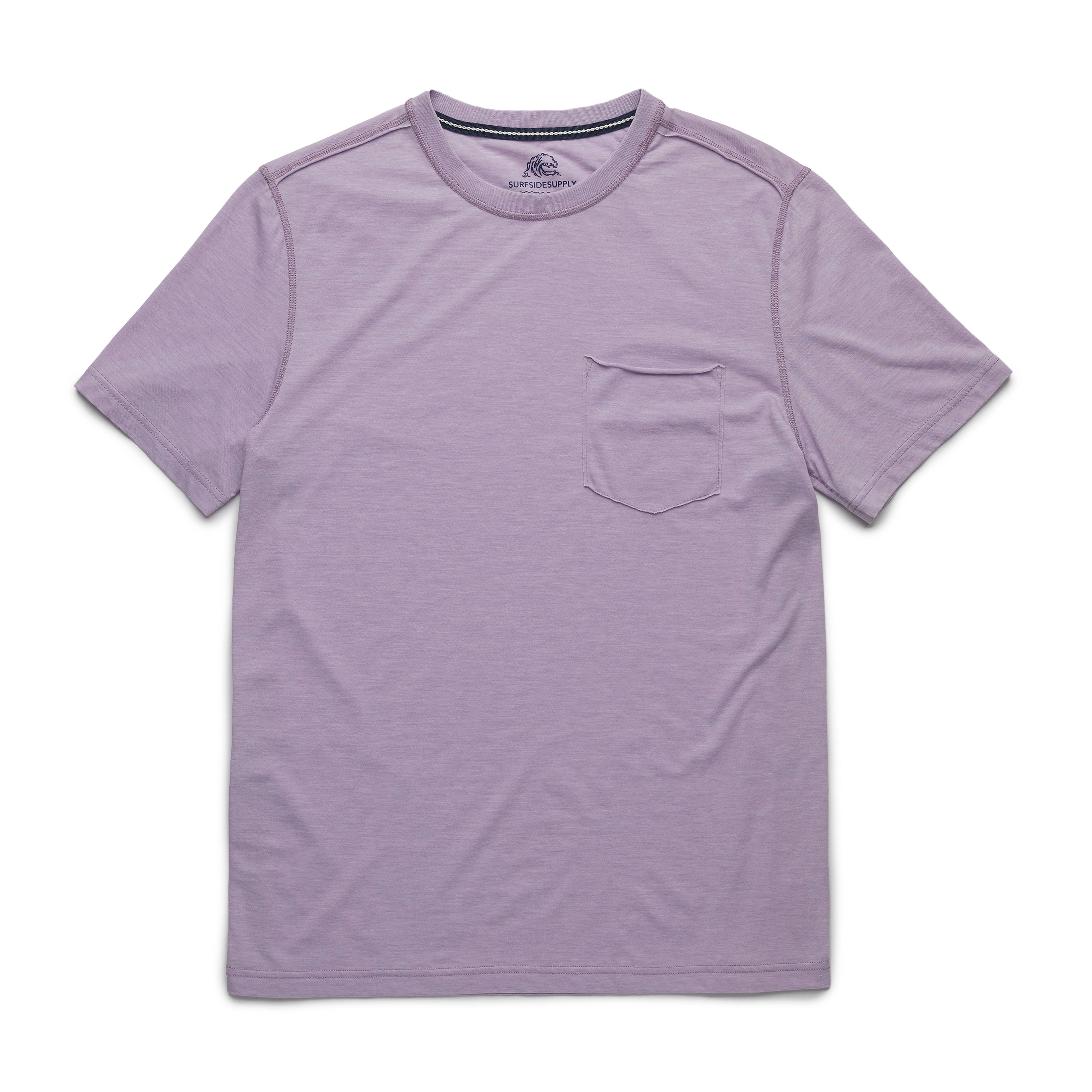 Faire,Surfside Supply, Surfside Supply Pastel Purple Burnout Raw Edge Tshirt With Front Pocket, Purple, Large-44-TagL