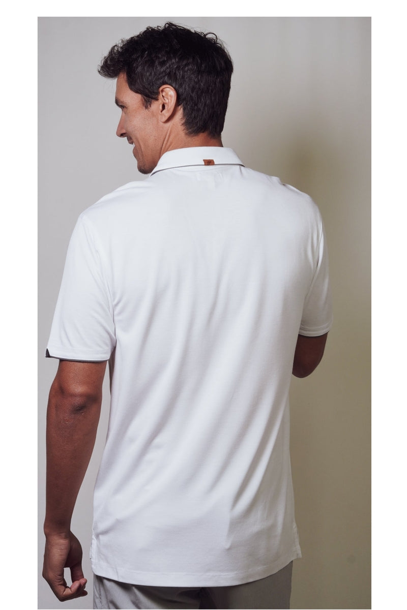 Wholesale,Fundamental Coast, Fundamental Coast White with Grey Contrast Polo, White, Medium-42-TagMLarge-44-TagLSmall-40-TagS