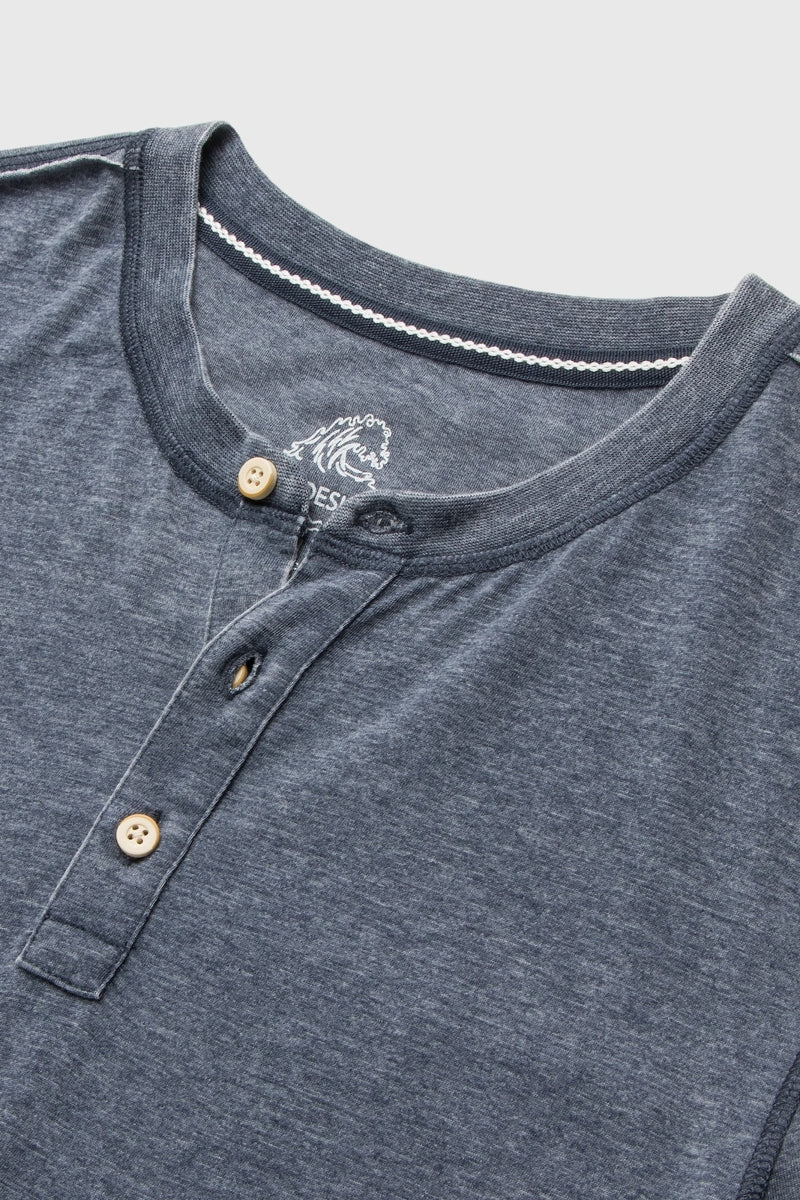 Wholesale,Surfside Supply, Surfside Supply Navy Burnout Dyed Soft Knit Henley, Blue, Extra Large-46-TagXL