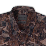 Stitch Note Brown Geometric Floral Outline Print Classic Shirt