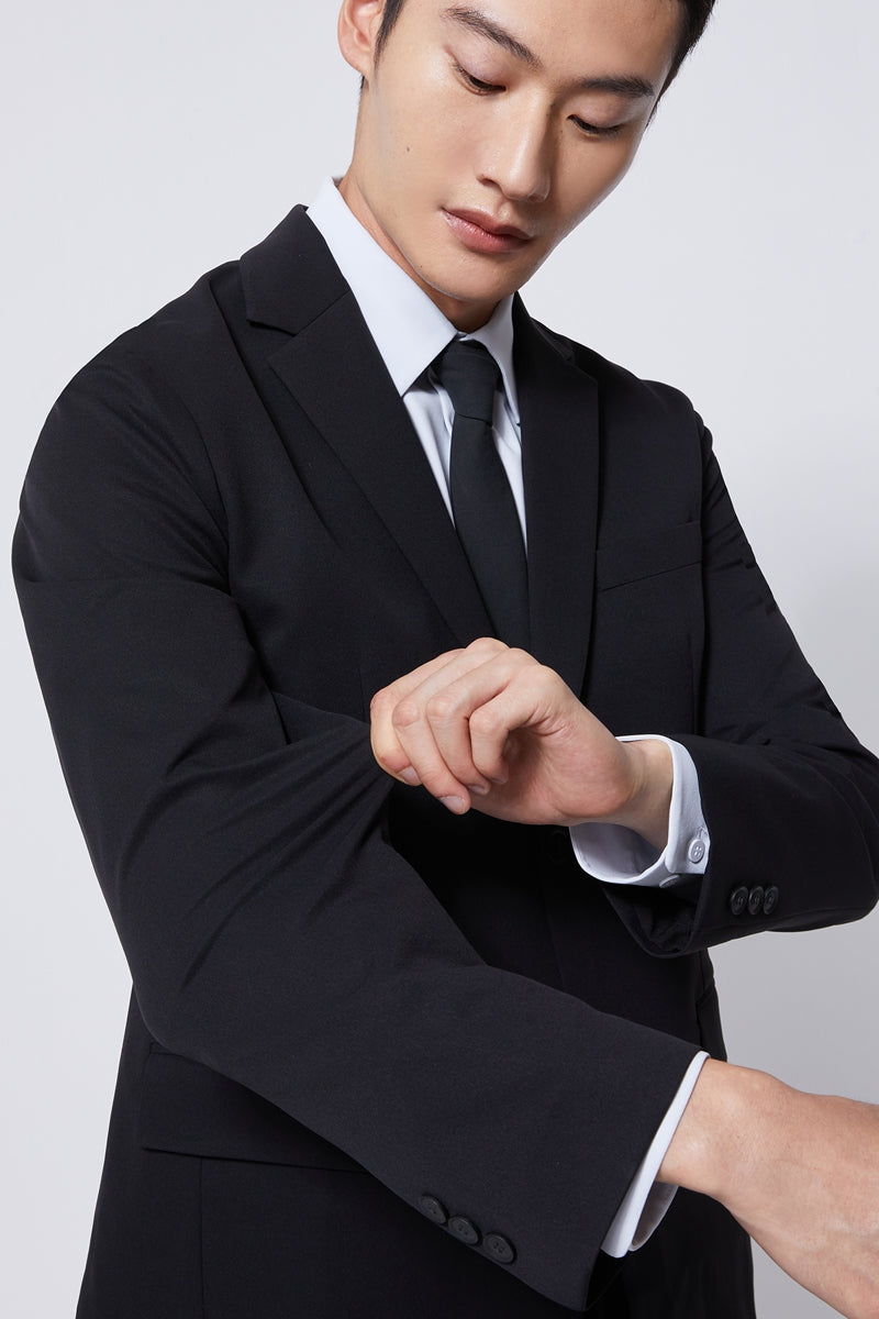 Direct From Brand,FYNE, FYNE Black Performance Water Repellent Blazer, Black, Large-44-TagXL