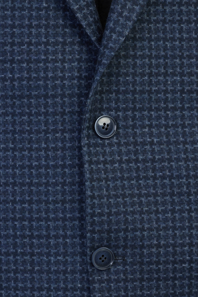 Wholesale,Luchiano Visconti, Luchiano Visconti Indigo Wool-Touch Bi-Stretch Houndstooth Print Blazer, Blue, Large-42-Tag42Large-44-Tag44