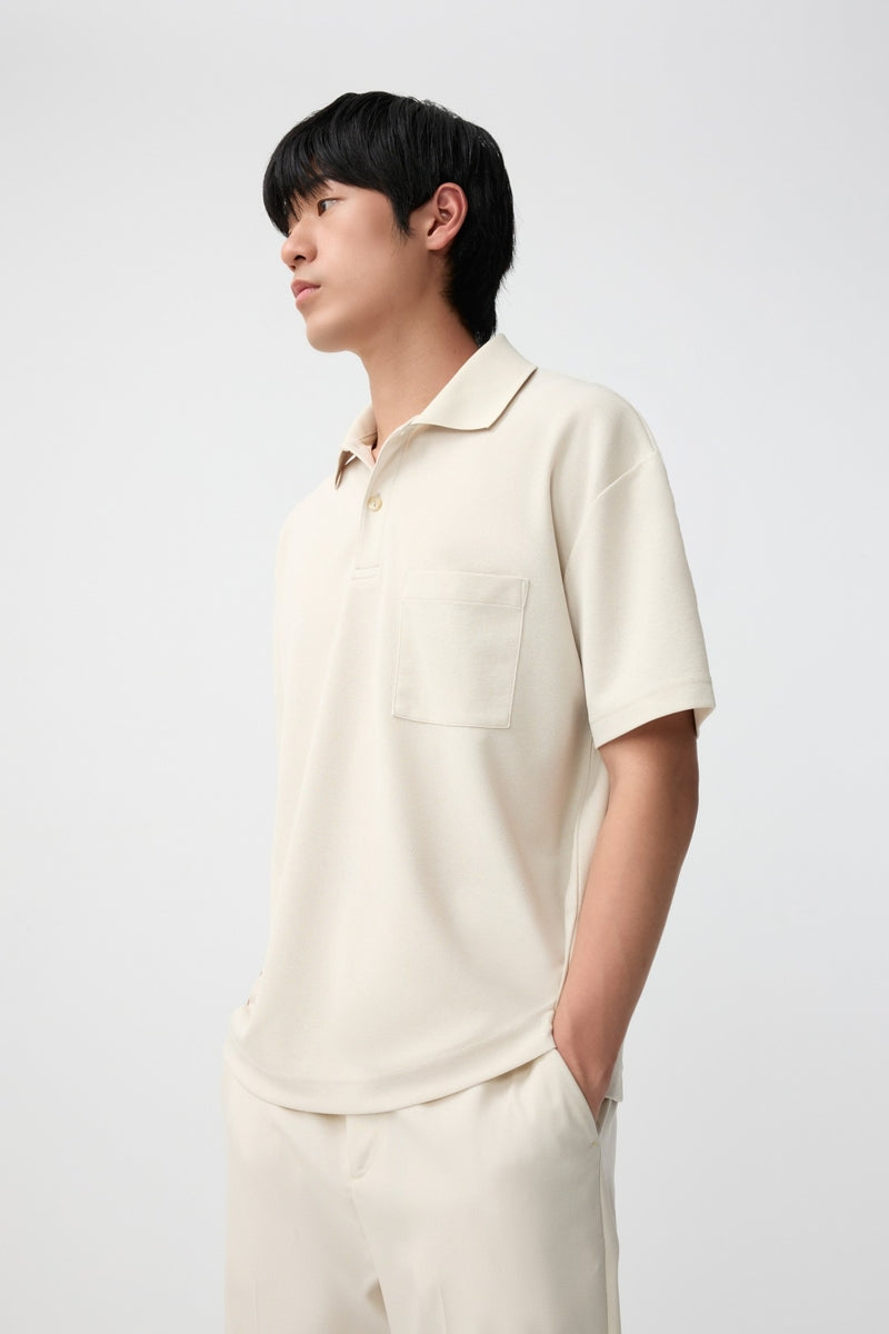 Direct From Brand,FYNE, FYNE Beige Moisture-wicking Ribbed collar Polo, Tan, Large-46-TagL