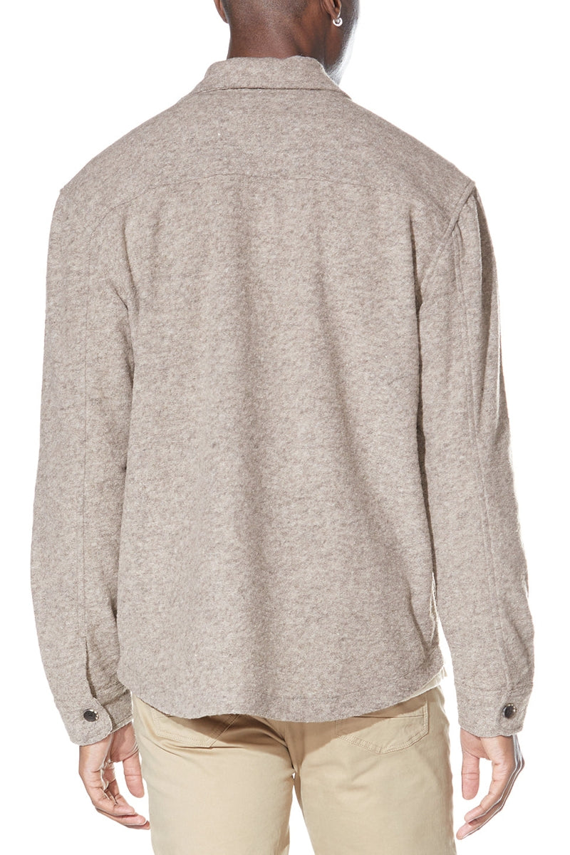 Wholesale,Civil Society, Civil Society Heather Khaki Jersey Knit Shacket, Tan, Small-44-TagSMedium-46-TagMLarge-48-TagLExtra Large-50-TagXLExtra Extra Large-52-TagXXL