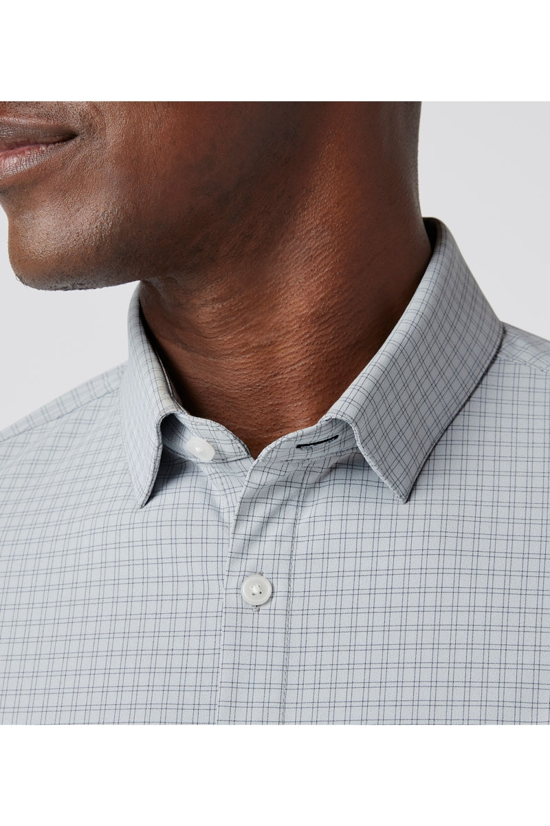 Mizzen + Main Aluminum Grey Plaid Trim Dress Shirt