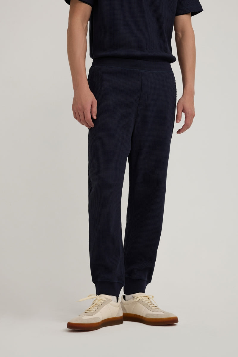 Direct From Brand,FYNE, FYNE Navy Knit Waffle Weave Joggers, Blue, 38W-30L-TagXL