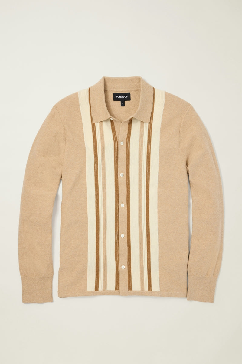 Wholesale,Bonobos, Bonobos Camel/Tan Stripe Cashmere Full Button Cardigan, Tan, Extra Extra Large-51-TagXXL