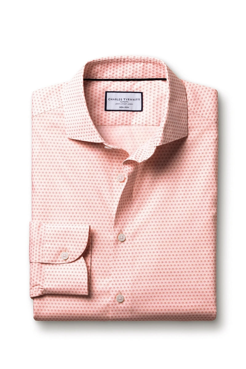 Wholesale,Charles Tyrwhitt, Charles Tyrwhitt Claret Pink Geo Floral Shirt, Pink, Large-46-TagL