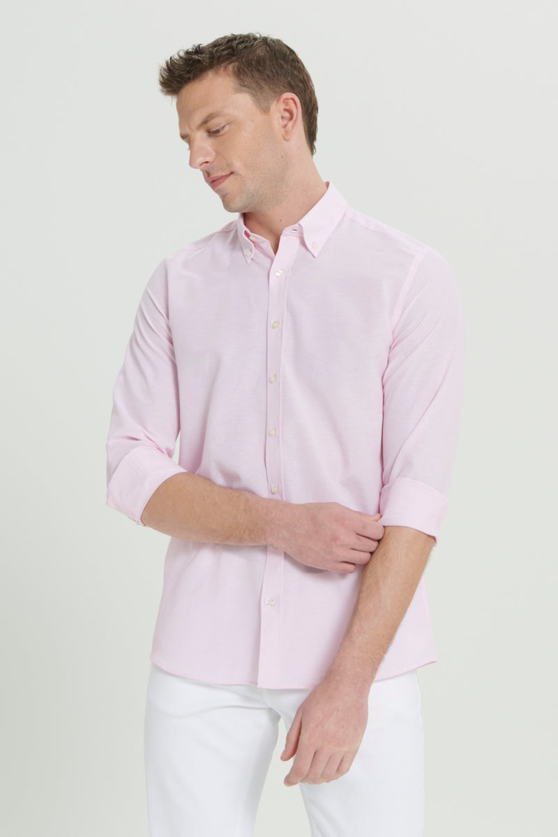 Wholesale,Altinyildiz Classics, Altinyildiz Classics Pink/White Striped Slim Fit Shirt, Pink, Small-38-TagS