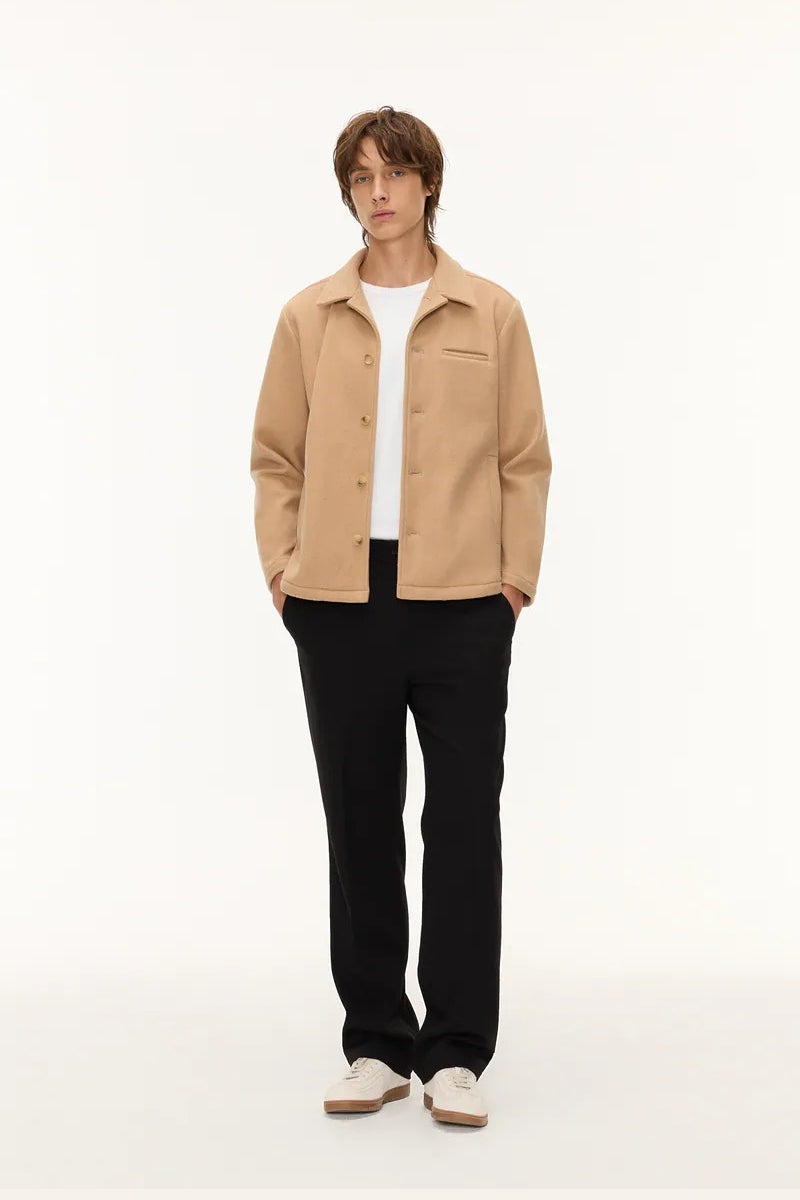 Direct From Brand,FYNE, FYNE Khaki Tan Front Pocket Fleece Jacket, Tan, Large-46-TagL