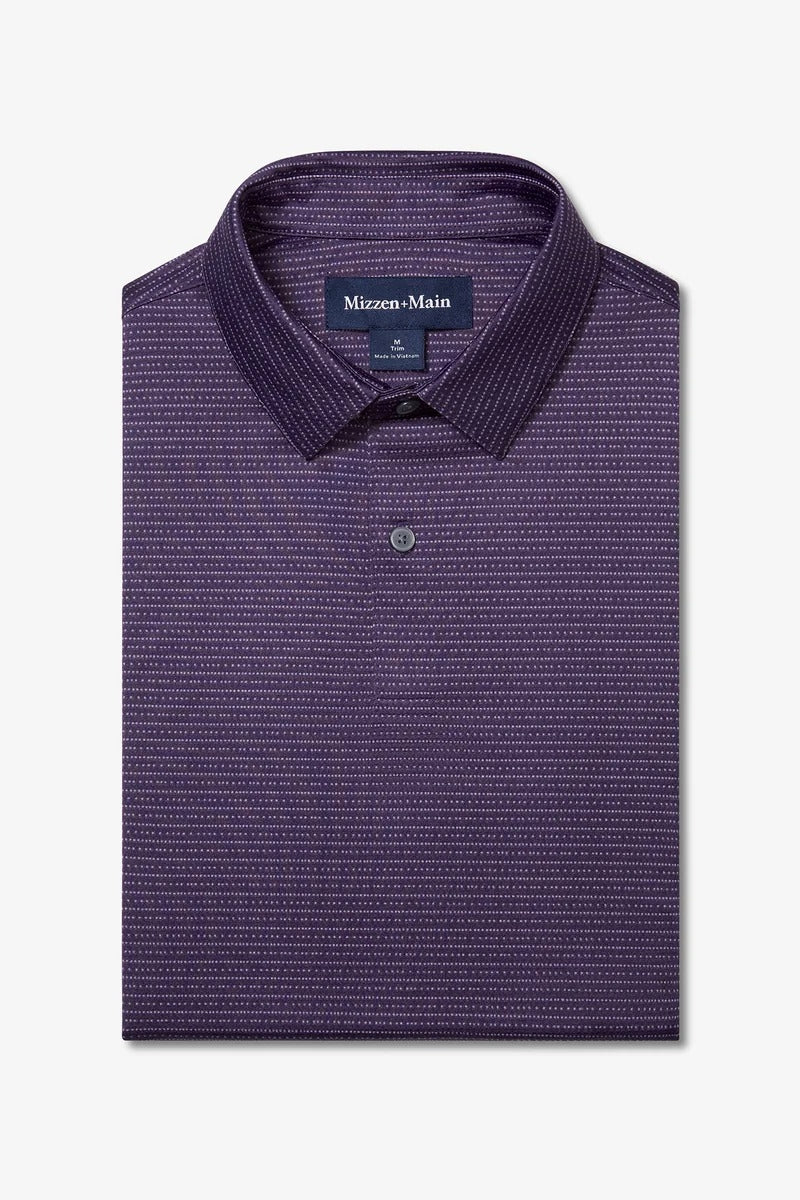 Wholesale,Mizzen + Main, Mizzen + Main Purple Dot Stripe Knit Trim Fit Polo, Purple, Extra Large-48-TagXL