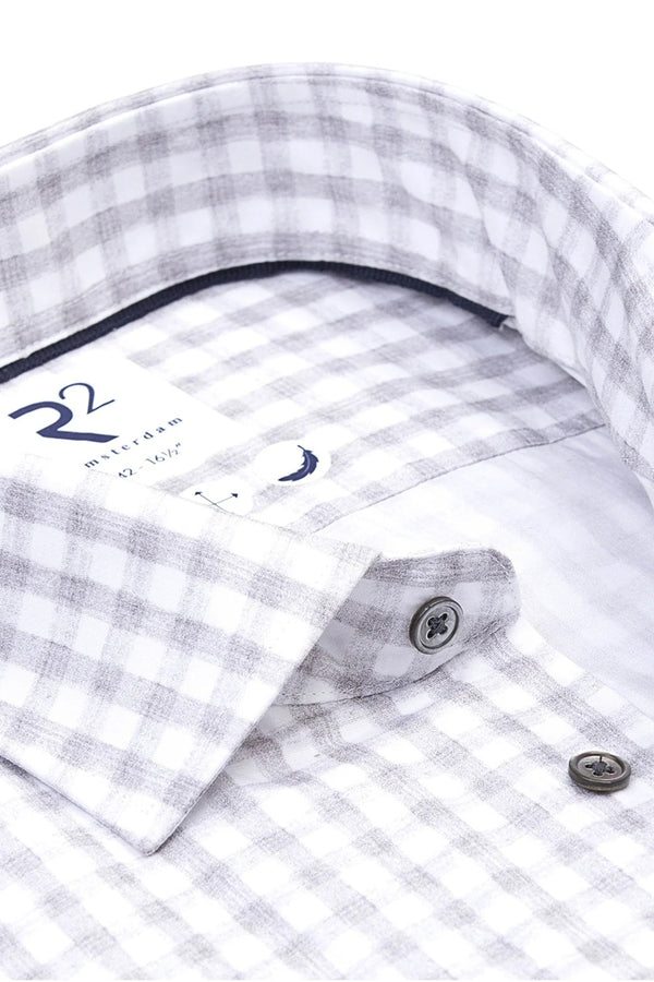 R2 Amsterdam Grey/White Checkered Poplin Shirt