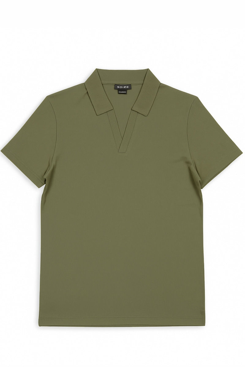 Wholesale,Noize, Noize Olive V-neck Ribbed Polo, Green, Medium-44-TagM