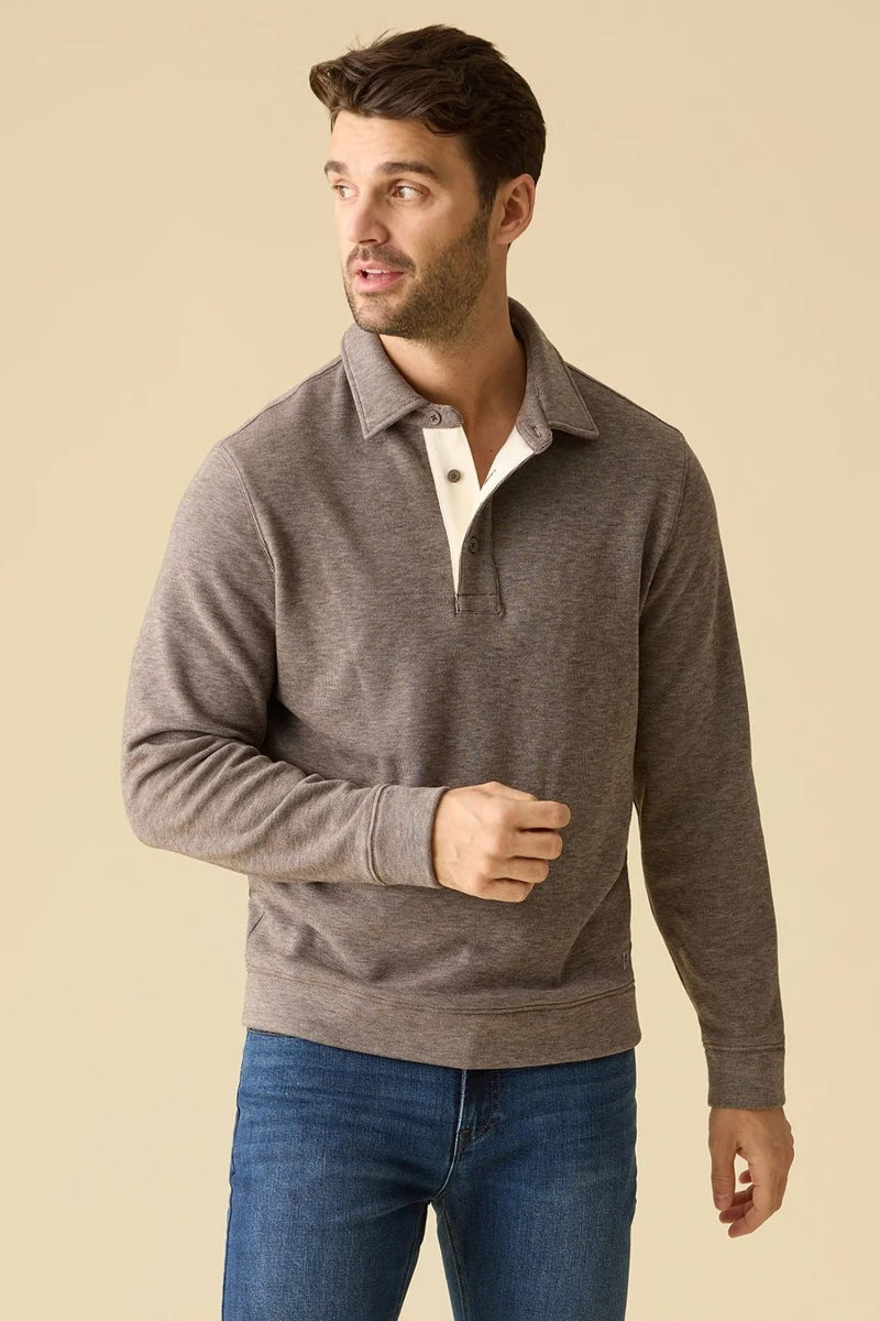 Wholesale,Flag & Anthem, Flag & Anthem Heather Brown Fleece Knit Polo, Grey, Medium-43-TagMLarge-46-TagL