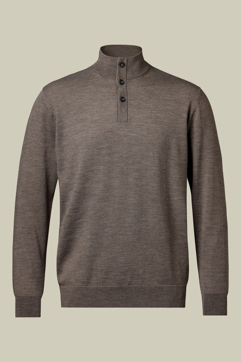 Wholesale,Charles Tyrwhitt, Charles Tyrwhitt Mocha Pure Merino Wool Button Neck Pullover, Brown, Small-39-TagS